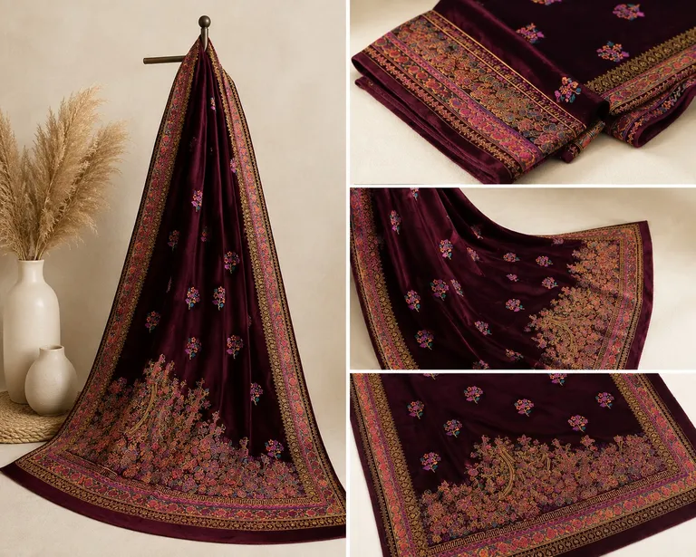 Maroon Velvet Shawl